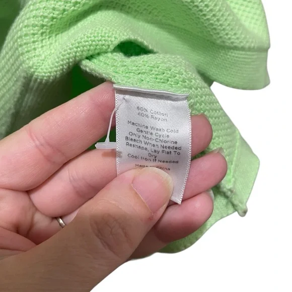 Talbots Textured Button Sleeve Pullover Light Green Women’s Size Medium - Picture 8 of 8